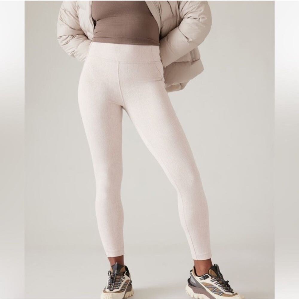 Athleta Delancey Skyline Tight Womens Large Braiden Cream Textured Pull On Pants